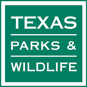 A green square logo with white text reading 'Texas Parks & Wildlife'